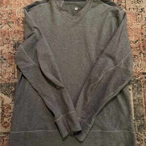 Lululemon Men's Gray V-Neck Sweatshirt